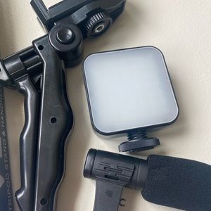 Phone Tripod, Light and Microphone